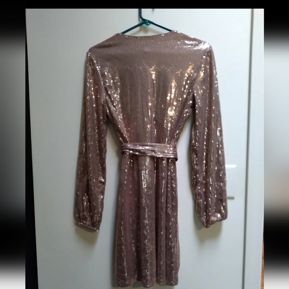 Rose Gold/Champagne Sequin Cocktail Dress Women’s Size Small - Picture 8 of 11